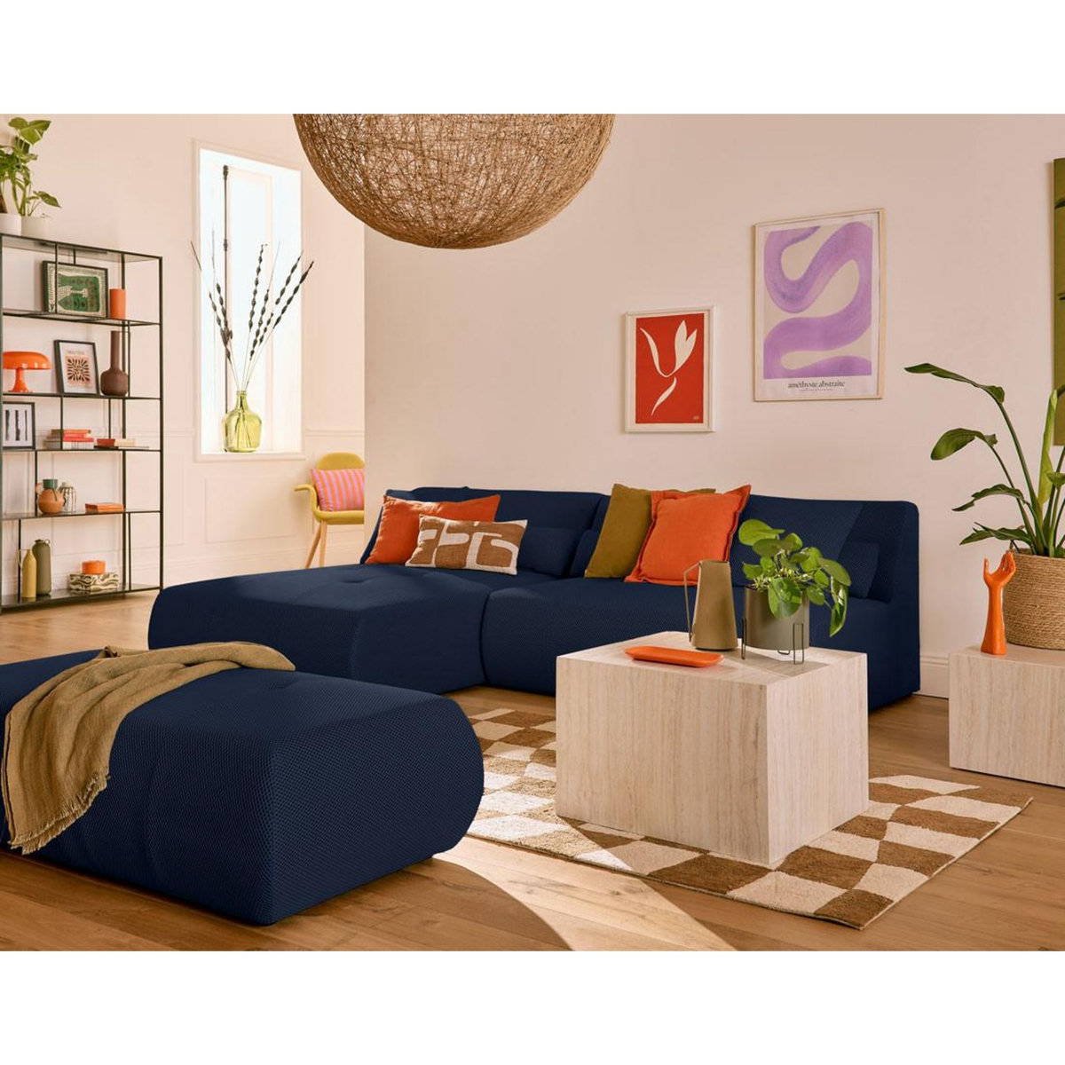 LISA DESIGN Onyx - canapé modulable d'angle réversible 4 places - en tissu mailles 3d