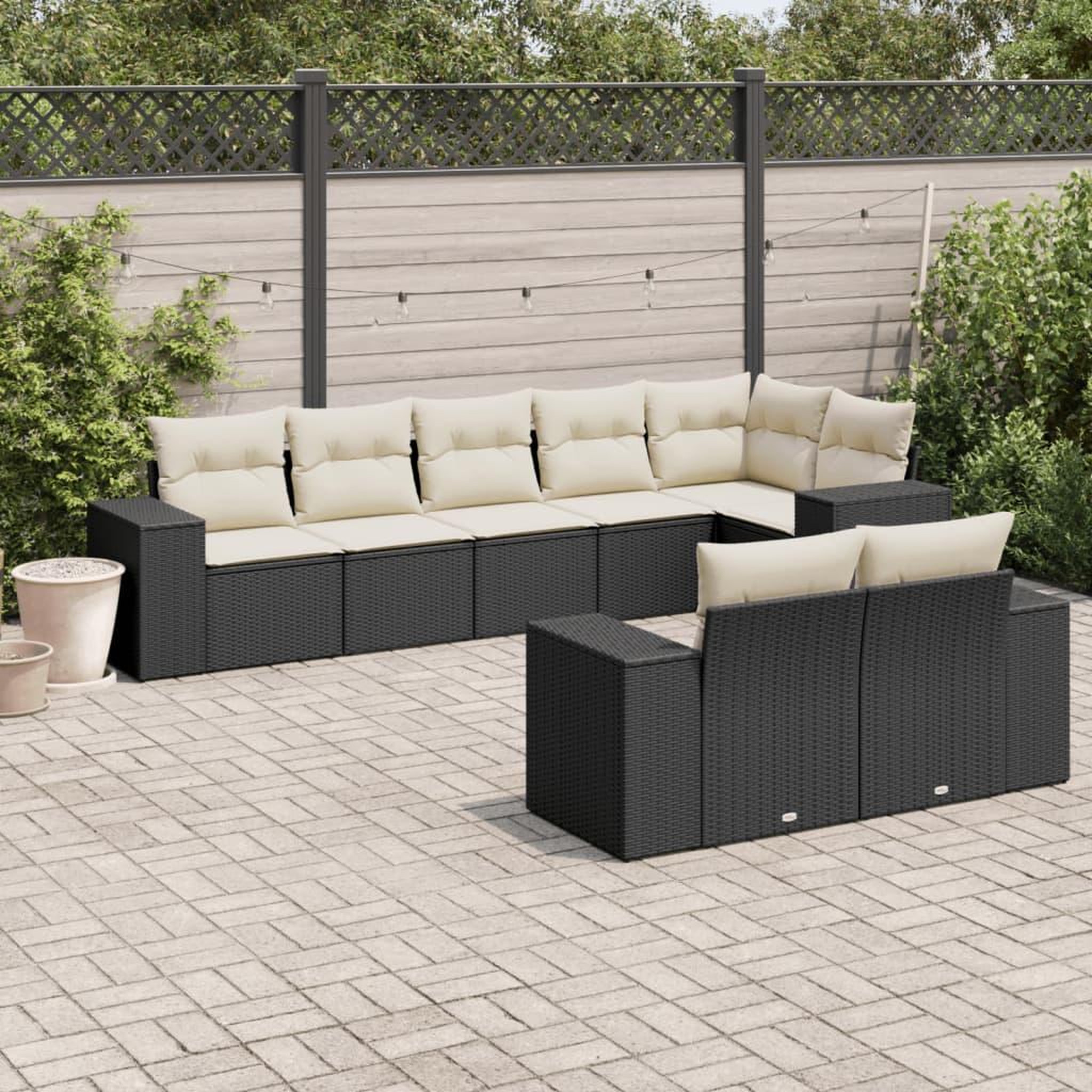 VIDAXL Salon de jardin 8 pcs avec coussins noir resine tressee