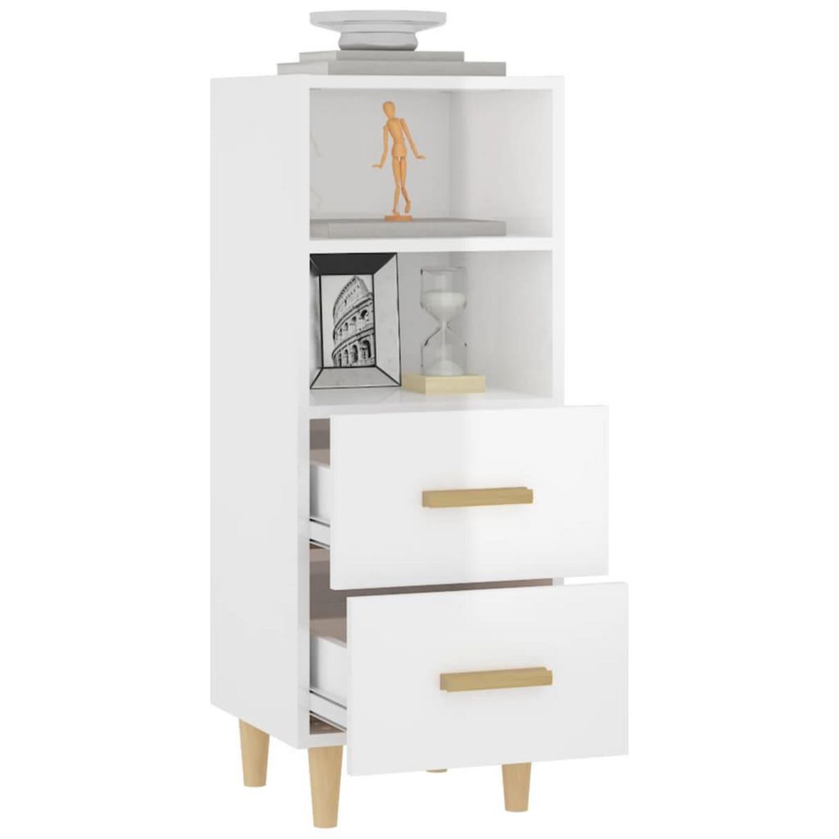 VIDAXL Buffet Blanc brillant 34,5x34x90 cm Bois d'ingenierie