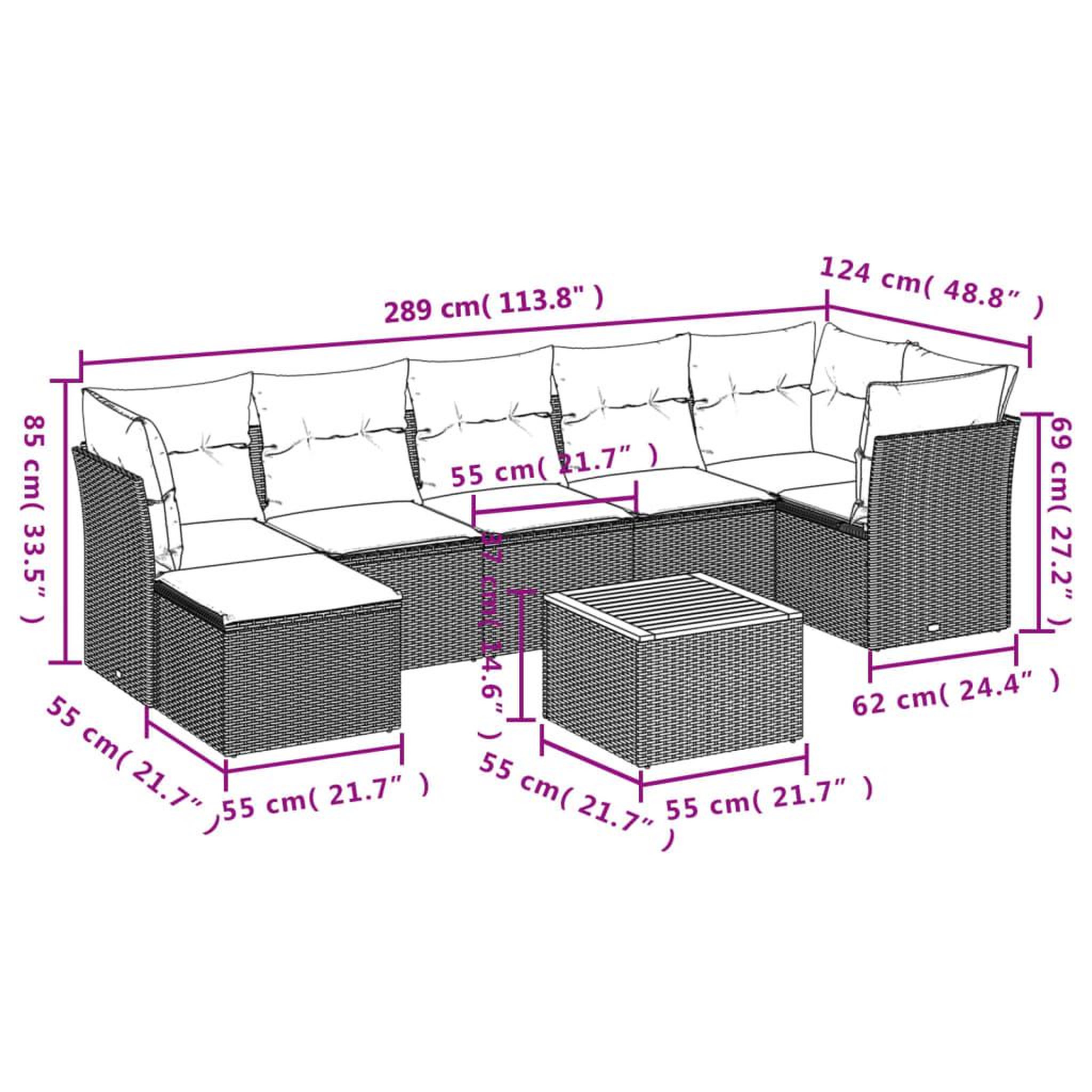 Voir la diapositive 4 : VIDAXL Salon de jardin 8 pcs avec coussins noir resine tressee