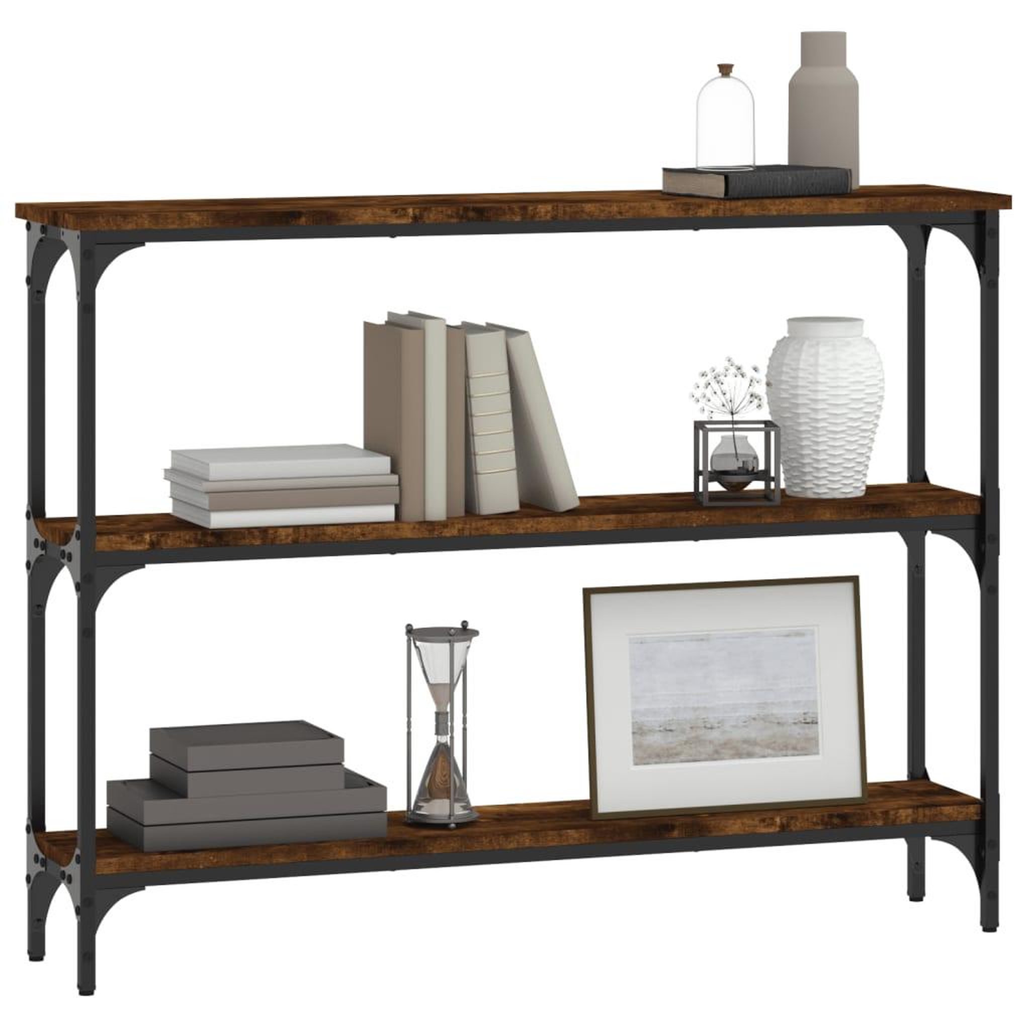 Voir la diapositive 3 : VIDAXL Table console chene fume 100x22,5x75 cm bois d'ingenierie