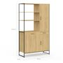 Voir la diapositive 5 : ID MARKET Buffet de cuisine avec colonne de rangement 100 CM DETROIT 3 portes + tiroir design industriel