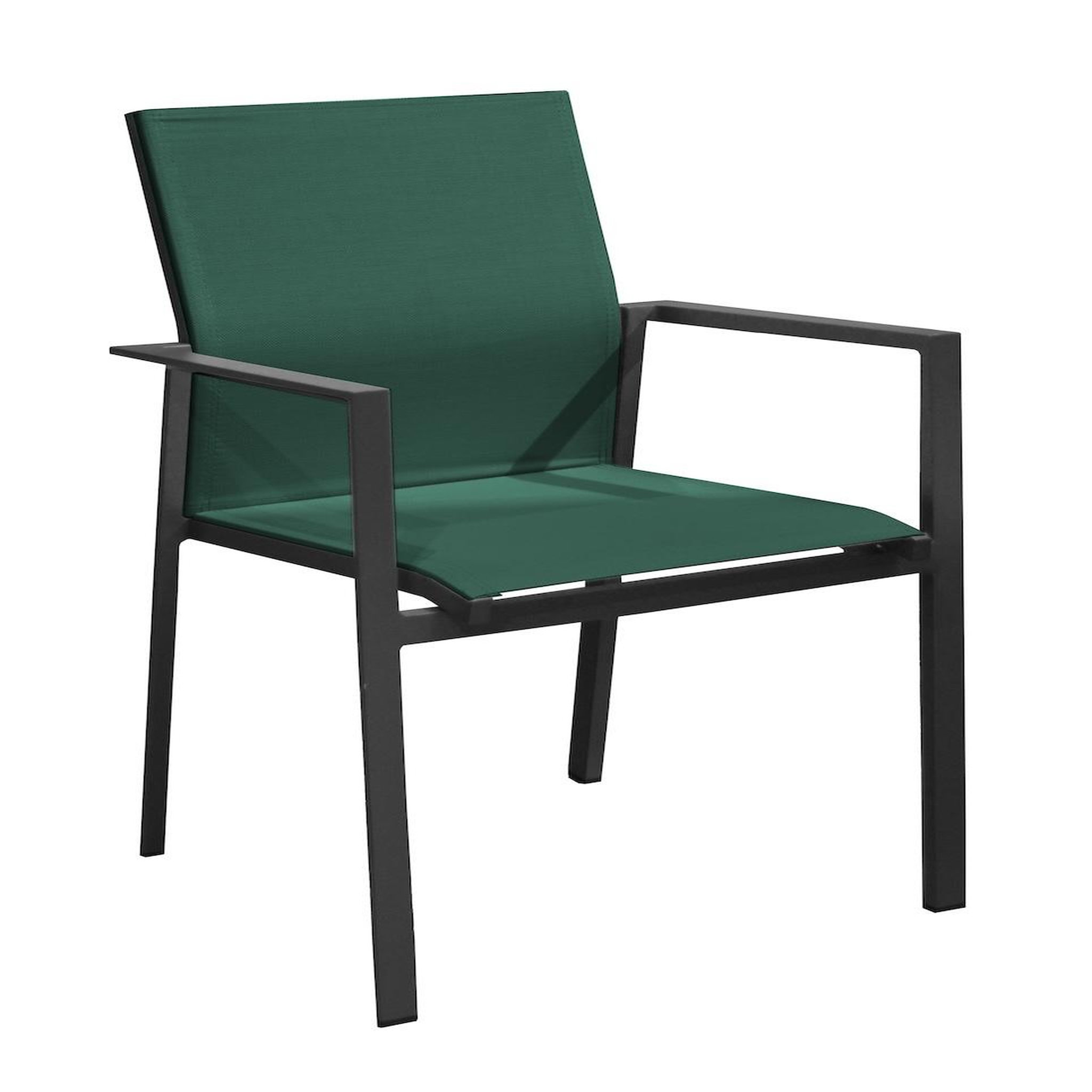 Proloisirs Fauteuil empilable en aluminium - DELIA - Assise TPEP - Hauteur d'assise 46 cm - Coloris graphite et vert