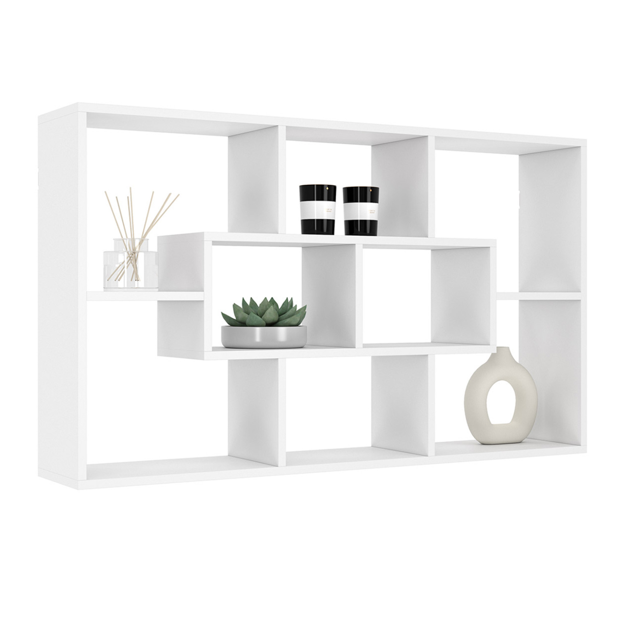ID MARKET Etagère murale colette avec 8 compartiments blanc