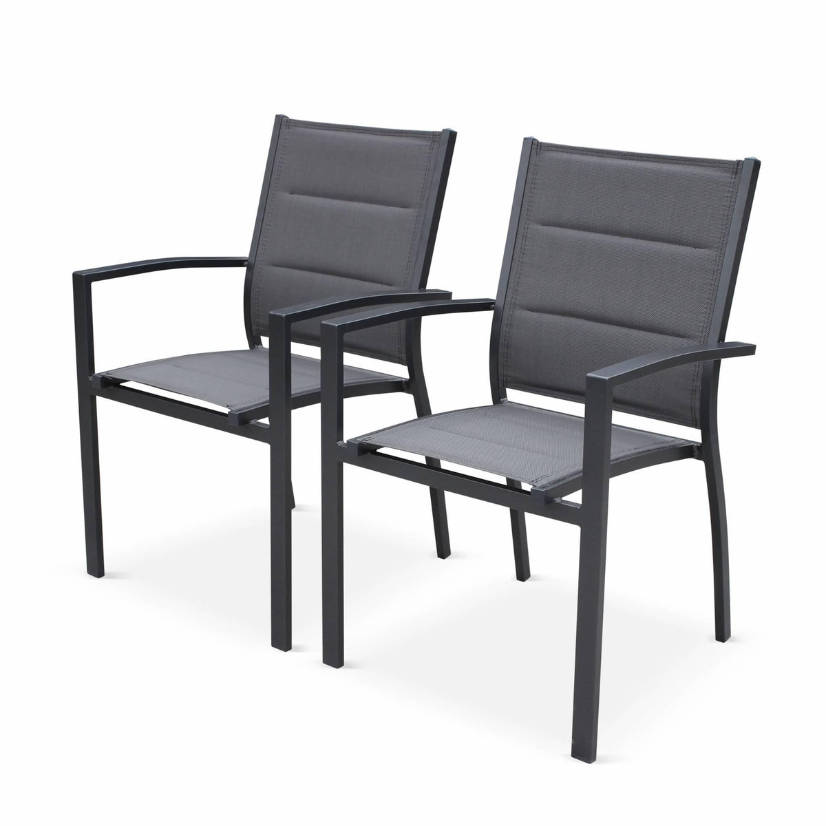 SWEEEK Table de jardin extensible aluminium + 8 assises - Chicago Anthracite/Gris taupe - Table en aluminium 175/245cm avec rallonge et 8 assises en textilène