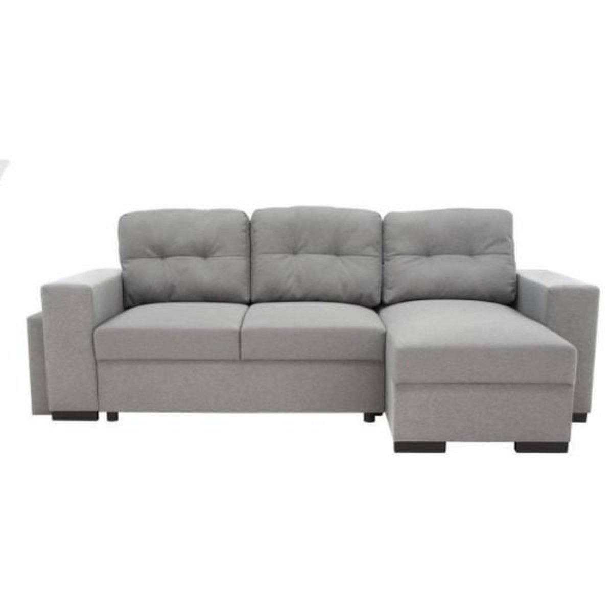 MARKET24 Canapé d'angle convertible réversible 3 places JAMES - L 245 x H 91 x P 139 cm - Coffre et 2 poufs Gris