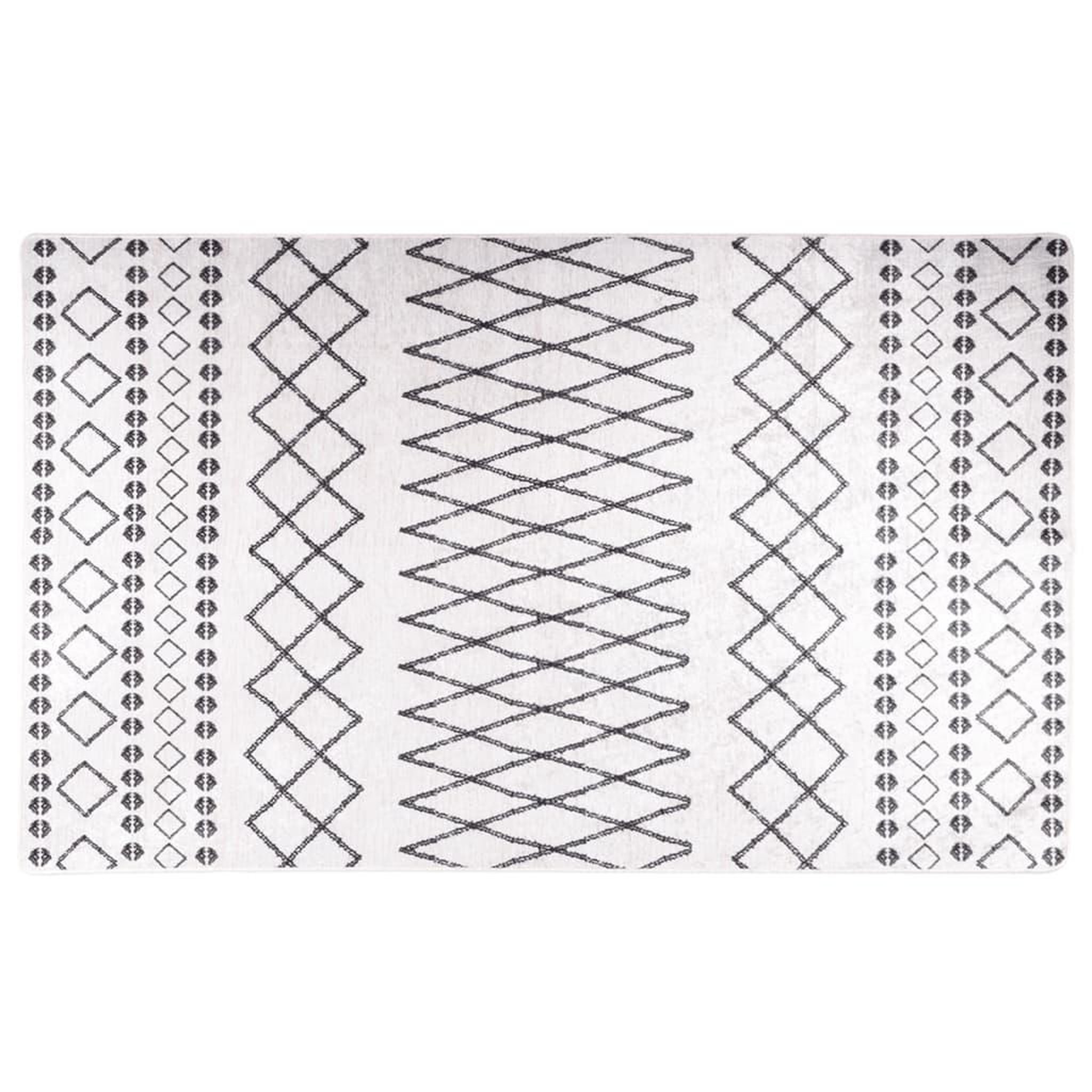 VIDAXL Tapis lavable noir et blanc 120x170 cm antiderapant