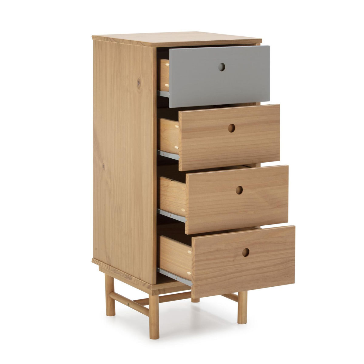 VS VENTA-STOCK Chiffonnier de nuit Magnus 4 tiroirs, bois massif, 40 cm Largeur