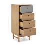 Voir la diapositive 2 : VS VENTA-STOCK Chiffonnier de nuit Magnus 4 tiroirs, bois massif, 40 cm Largeur