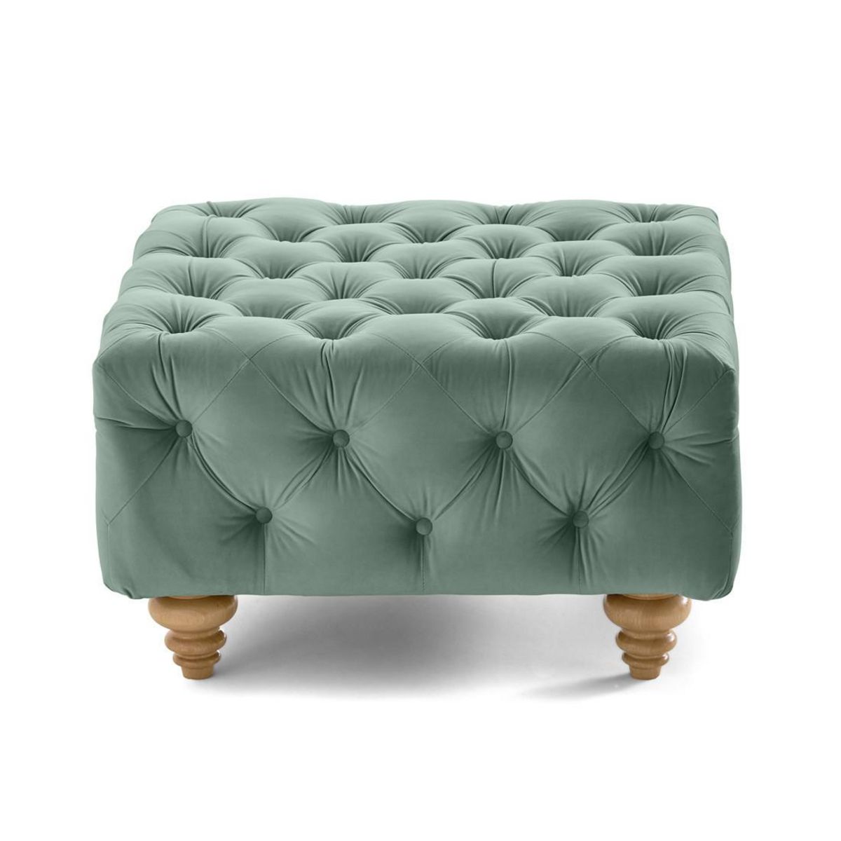 LISA DESIGN Walter - pouf chesterfield en velours - pieds bois