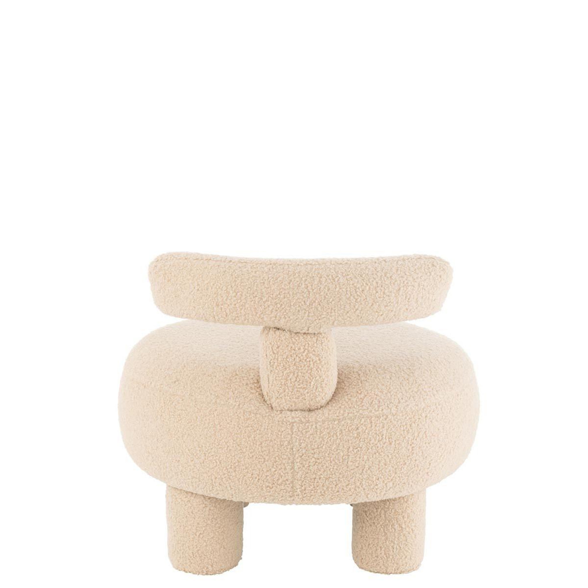 Voir la diapositive 4 : J-LINE Pouf bouclette avec dossier  teddy  52cm beige