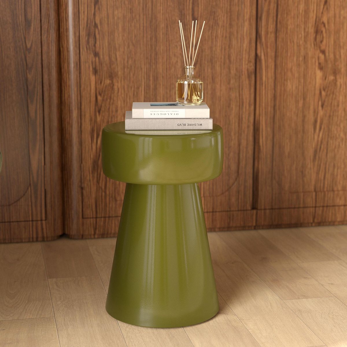 Rendez vous déco Table d'appoint ronde en métal vert kaki D30 cm - Athéna
