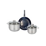 ELO Ensemble de 1 Poêle de cuisson 24 cm et 2 faitouts 16 et 20 cm Elo Prima Brillant