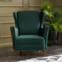 Voir la diapositive 6 : CONCEPT USINE Fauteuil à oreilles en velours vert WILLIAMS