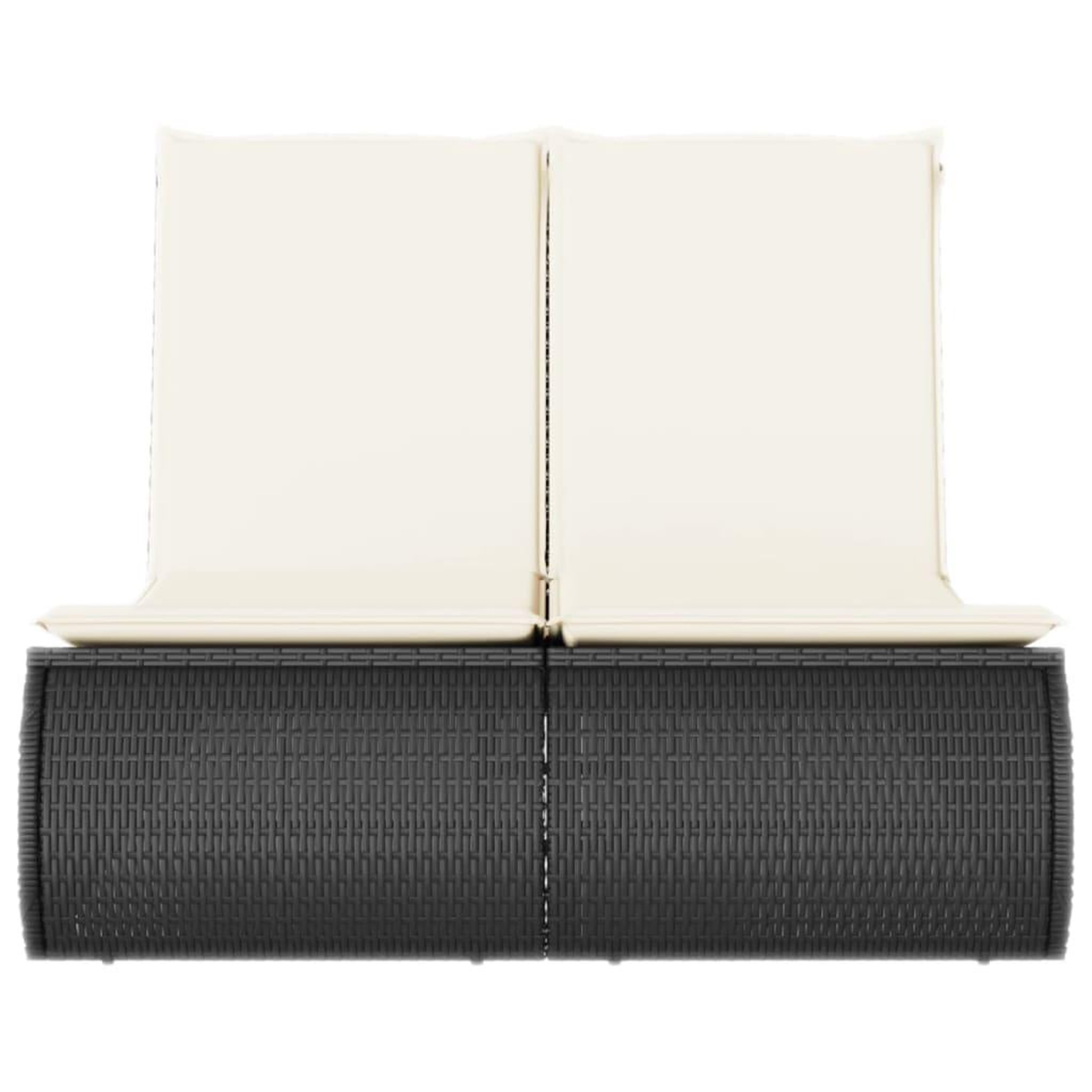 Voir la diapositive 4 : VIDAXL Chaise longue double avec coussins noir resine tressee