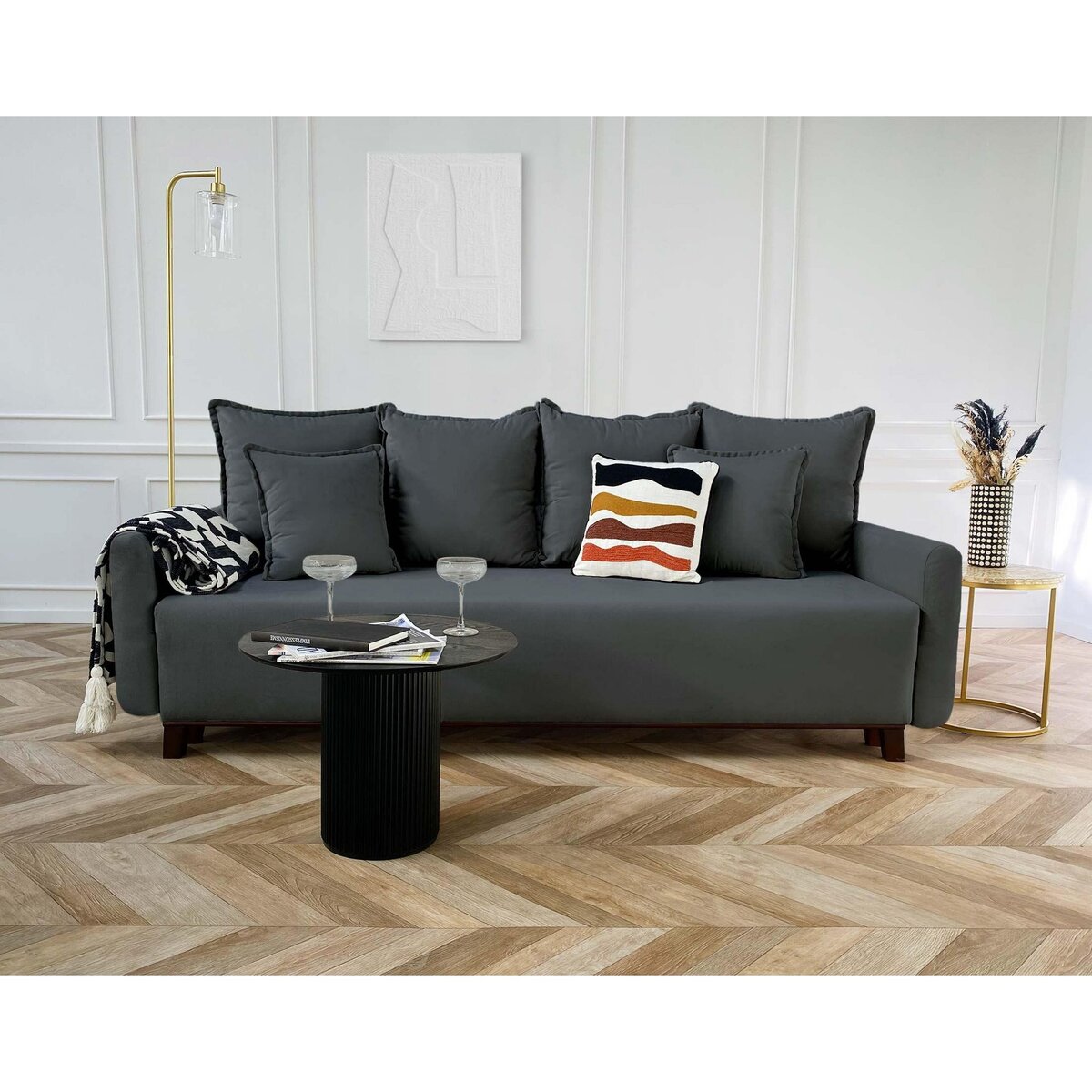 LISA DESIGN Apia - canapé 3 places - convertible avec coffre - en velours