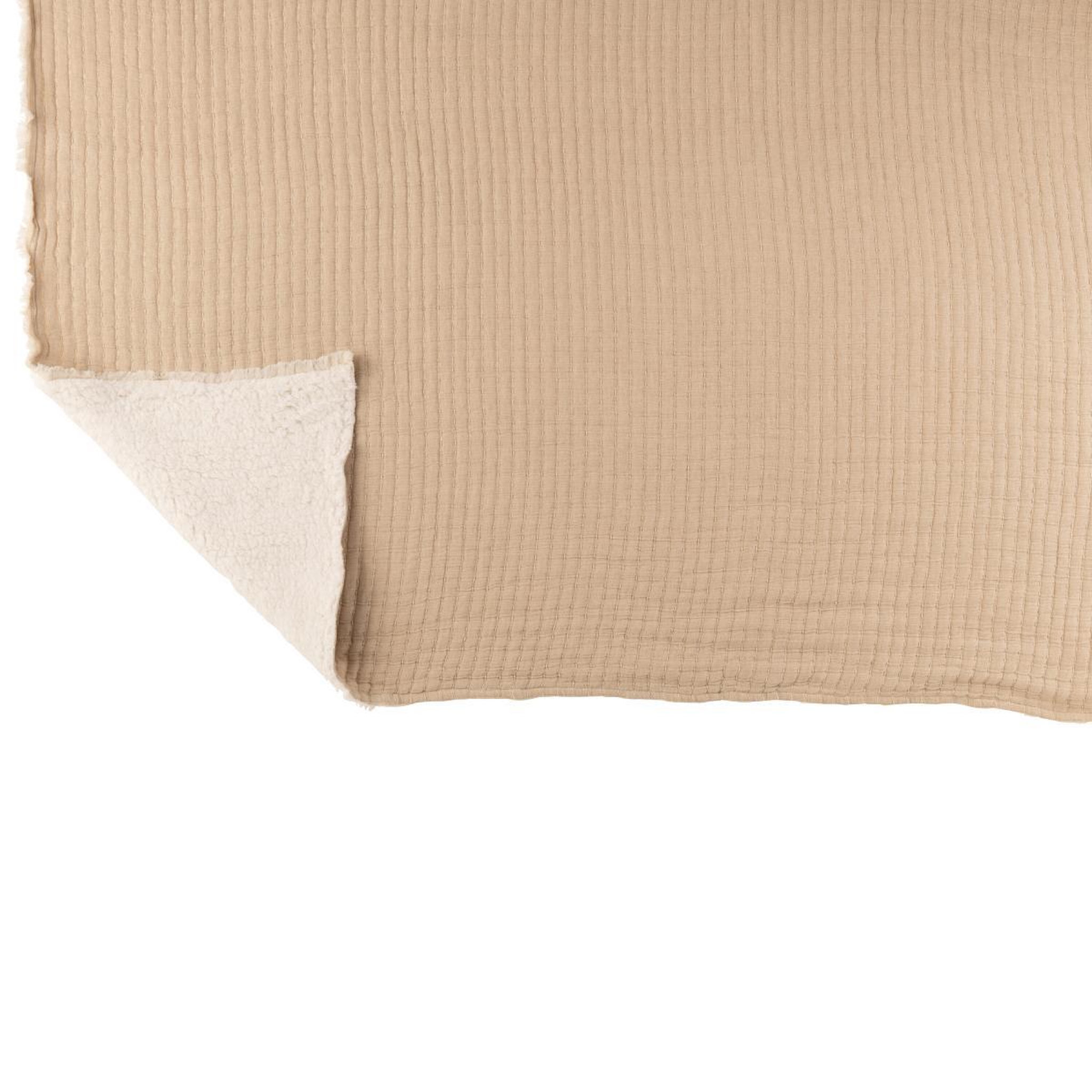 Voir la diapositive 4 : J-LINE Plaid déco lignes  teddy  130x180cm beige