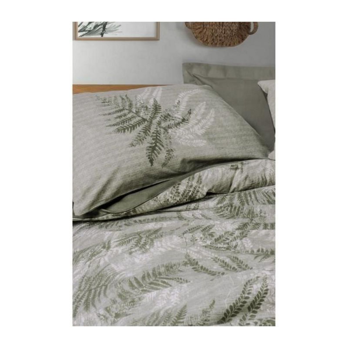 GENERIQUE Parure de lit - 129CTN64491 - 1 housse de couette 220 x 240 cm + 2 taies d'oreiller 60 x 60 cm - 100% coton ranforcé - Kaki