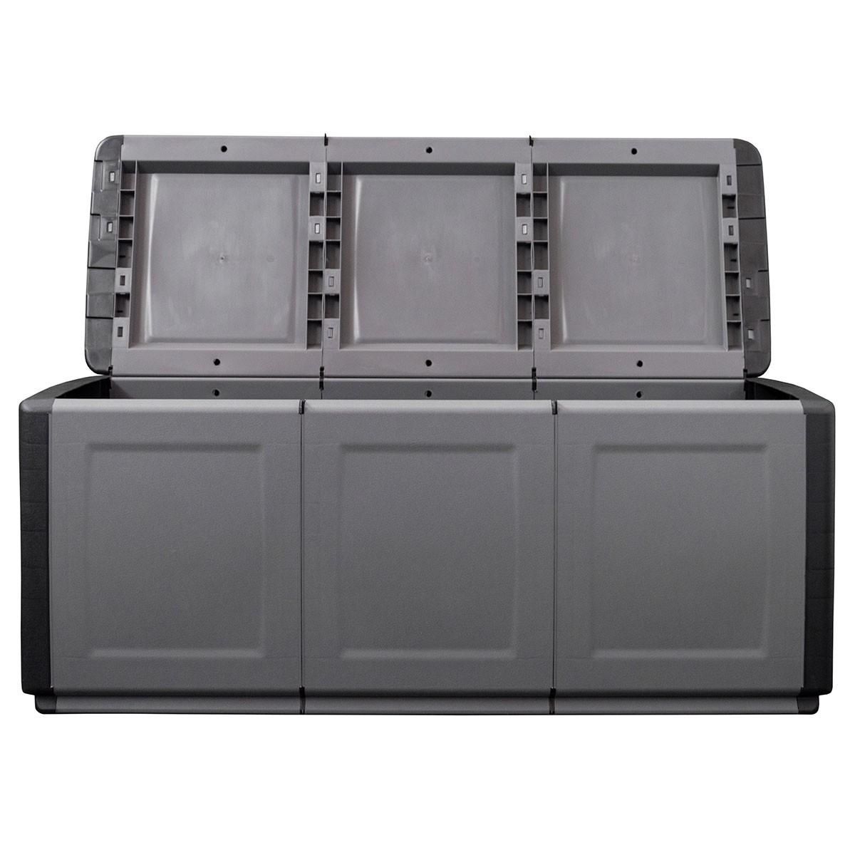 INTEC Coffre de rangement 330L Gris/Noir 138 x 53 x H57cm Poignées de transport polypropylène INTEC