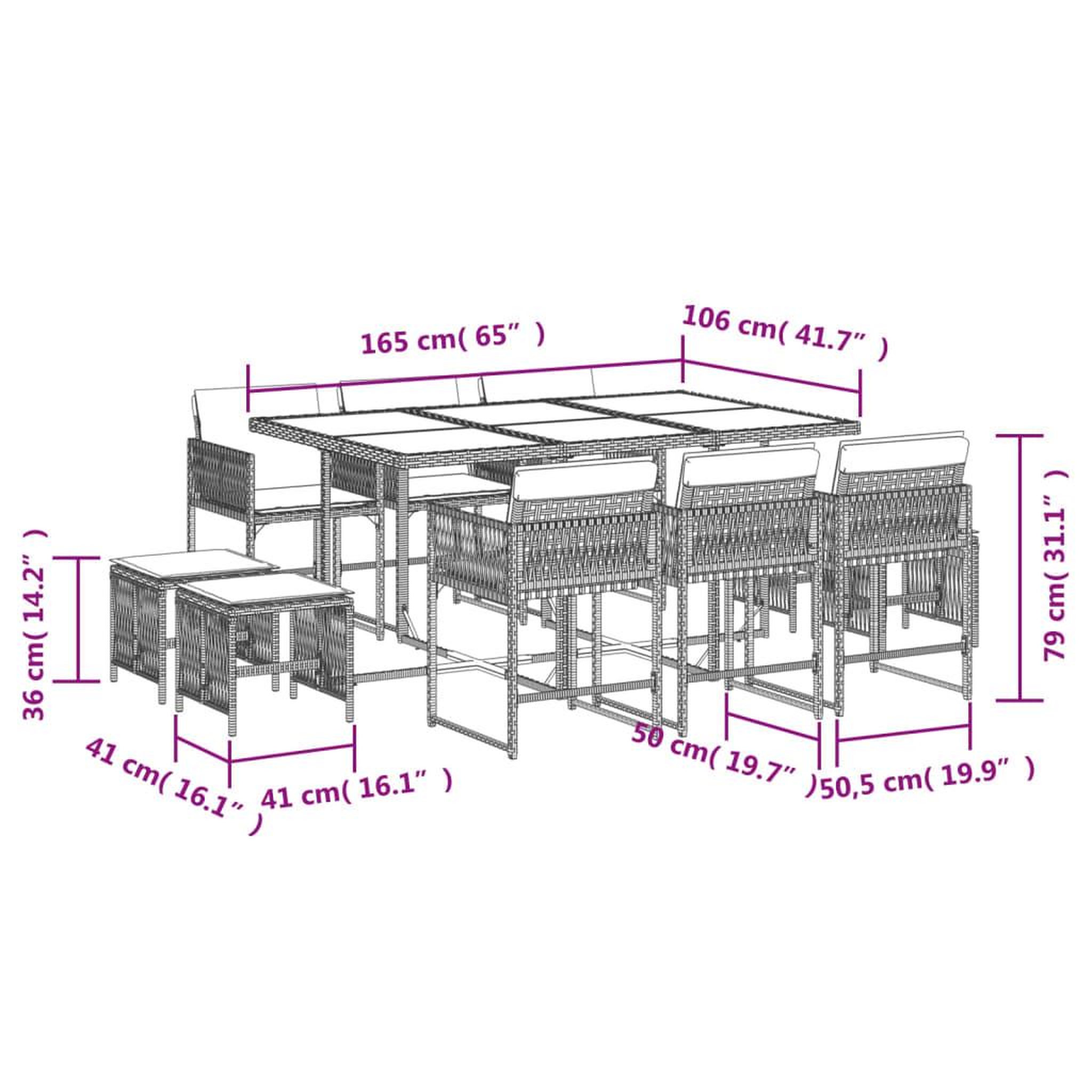 Voir la diapositive 6 : VIDAXL Ensemble a manger de jardin et coussins 11 pcs marron rotin