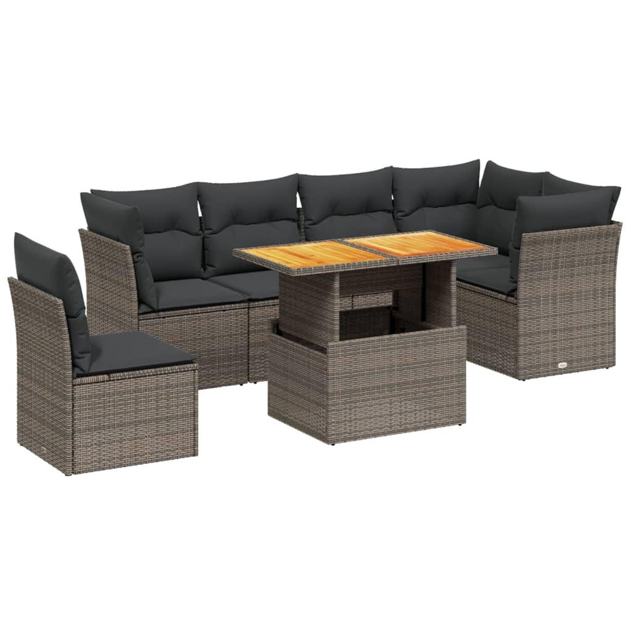 Voir la diapositive 2 : VIDAXL Salon de jardin avec coussins 7 pcs gris resine tressee
