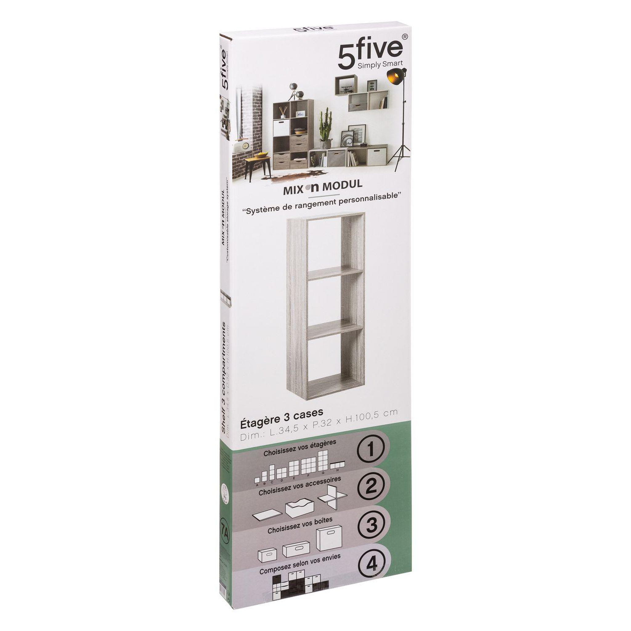 Voir la diapositive 4 : ATMOSPHERA Etagère rectangulaire à 3 cases mix