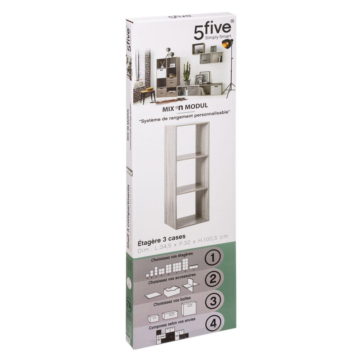 ATMOSPHERA Etagère rectangulaire à 3 cases Mix