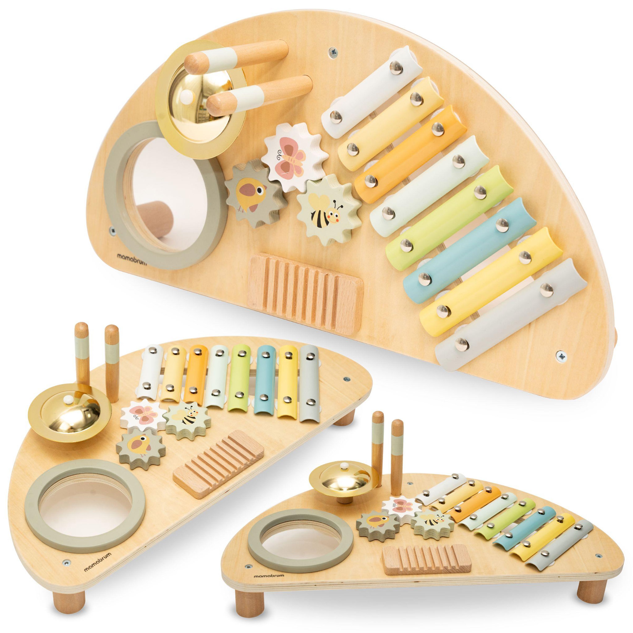 MAMABRUM Jouet D'éveil Music Bébé en Bois - Mamabrum - Xylophone & Tambour - Jouet Montessori