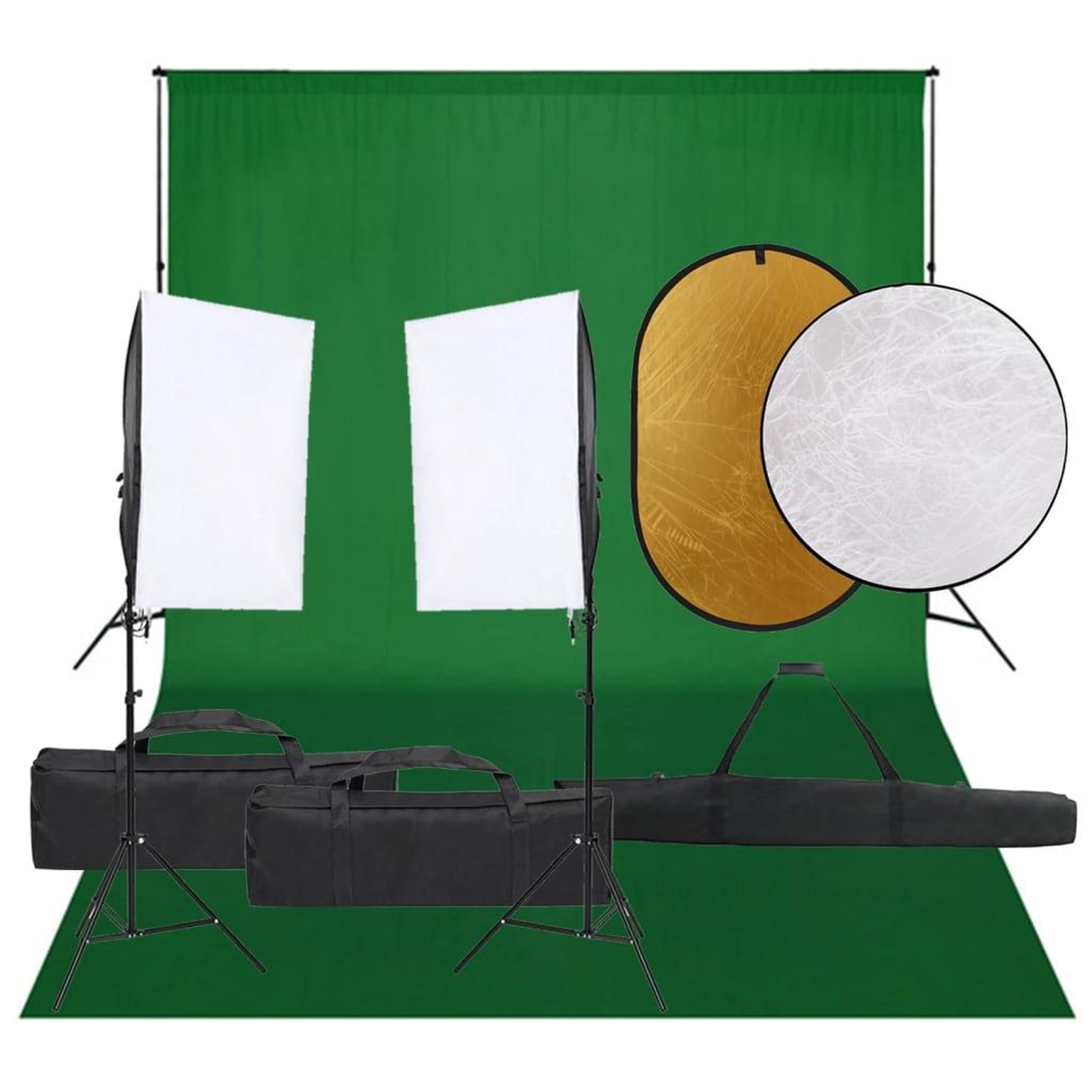 VIDAXL Kit de studio photo avec eclairage toile de fond et reflecteur