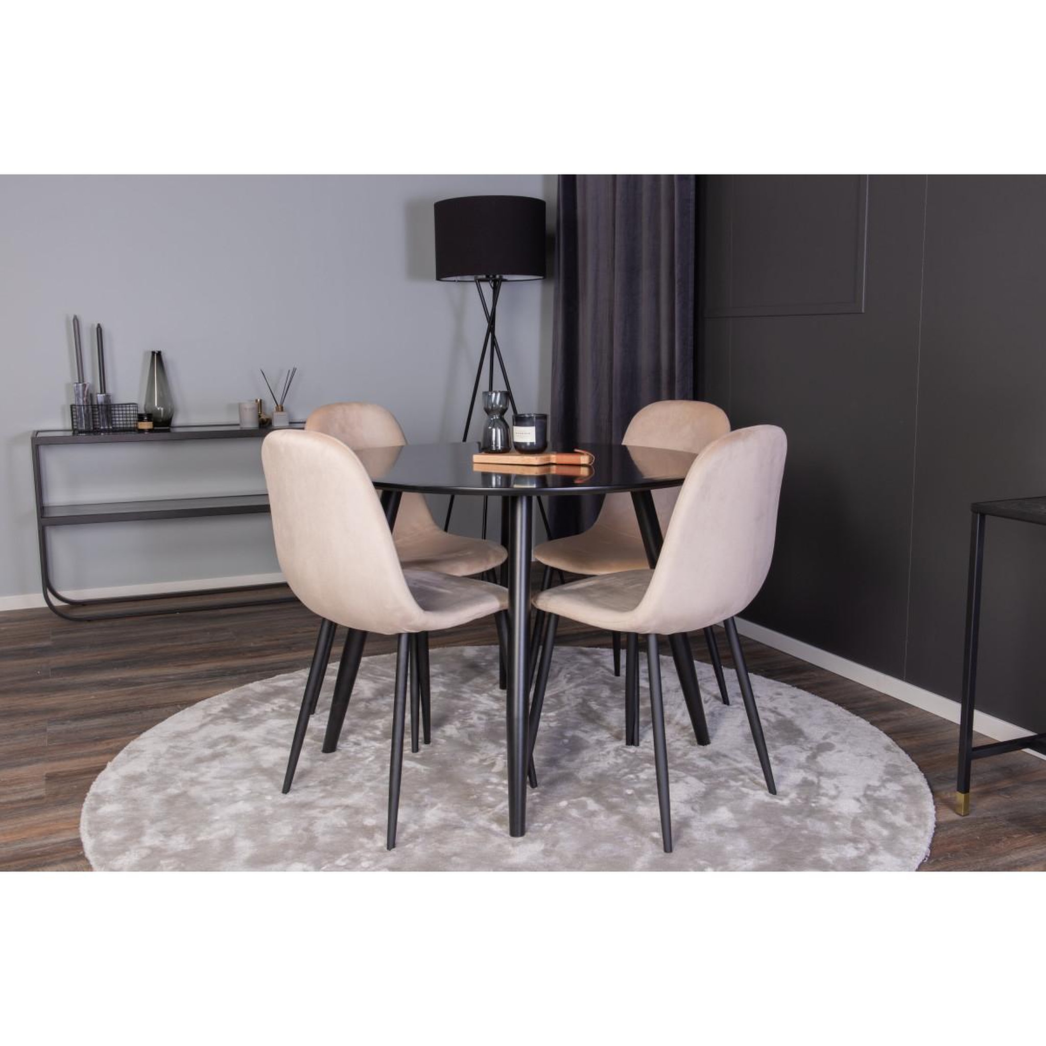 Voir la diapositive 6 : Paris Prix Ensemble table à manger & 4 chaises  plaza & polar i  100cm noir & beige