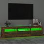 Voir la diapositive 4 : VIDAXL Meuble TV avec lumieres LED Chene fume 180x35x40 cm