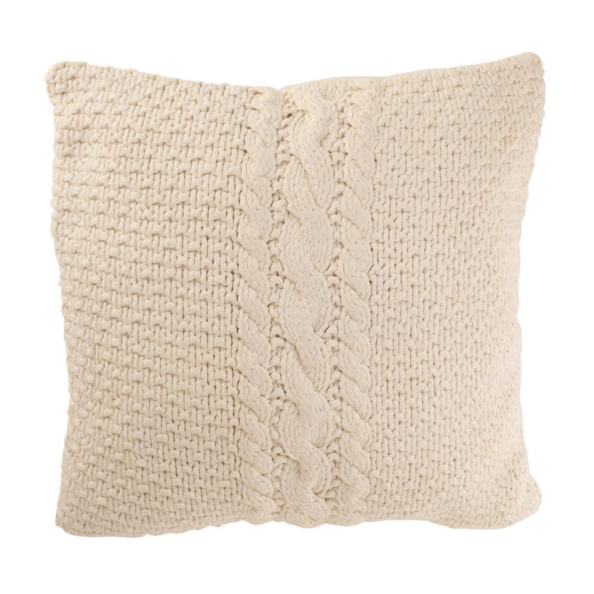 J-LINE Coussin en tricot tressé  helena  50x50cm blanc