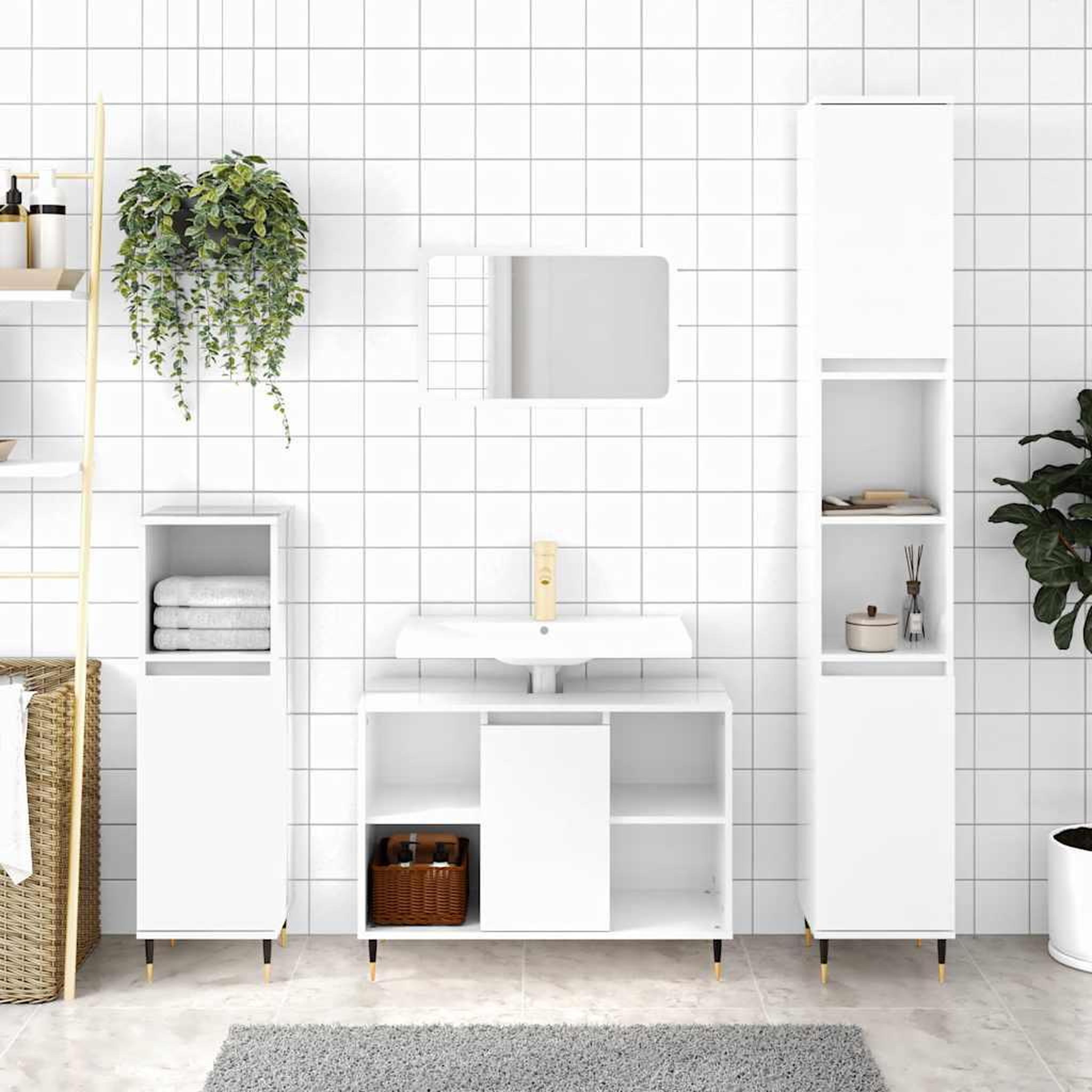 VIDAXL Armoire de salle de bain blanc brillant 80x33x60 cm