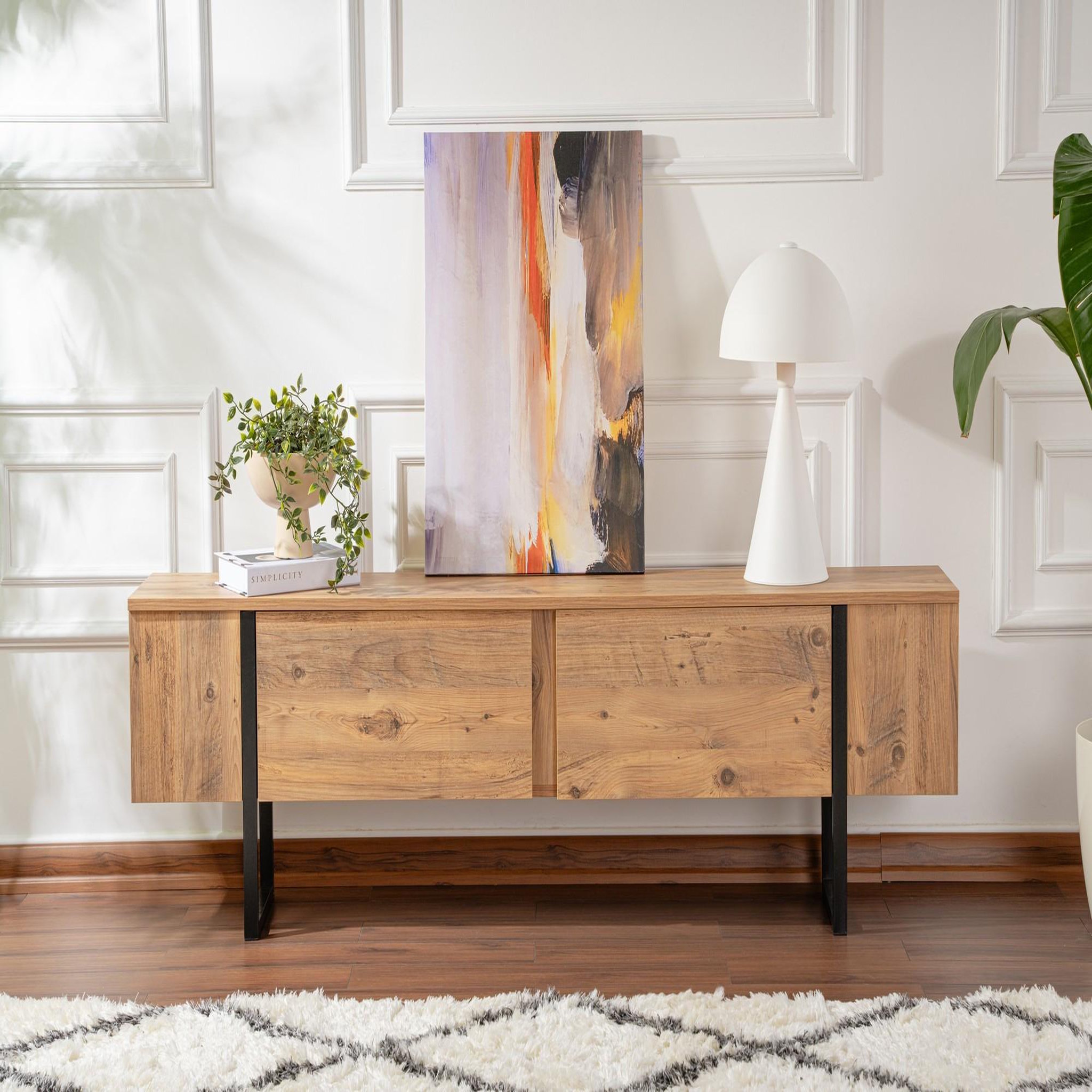 Voir la diapositive 4 : Habitat et Jardin Meuble tv en bois  serenity  180 x 30 x 50 cm - pin atlantique