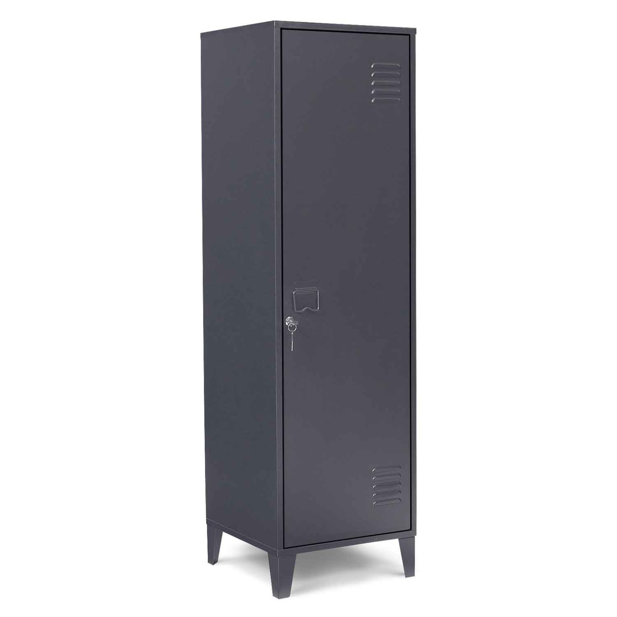 ID MARKET Armoire vestiaire ester 1 porte métal gris foncé design industriel