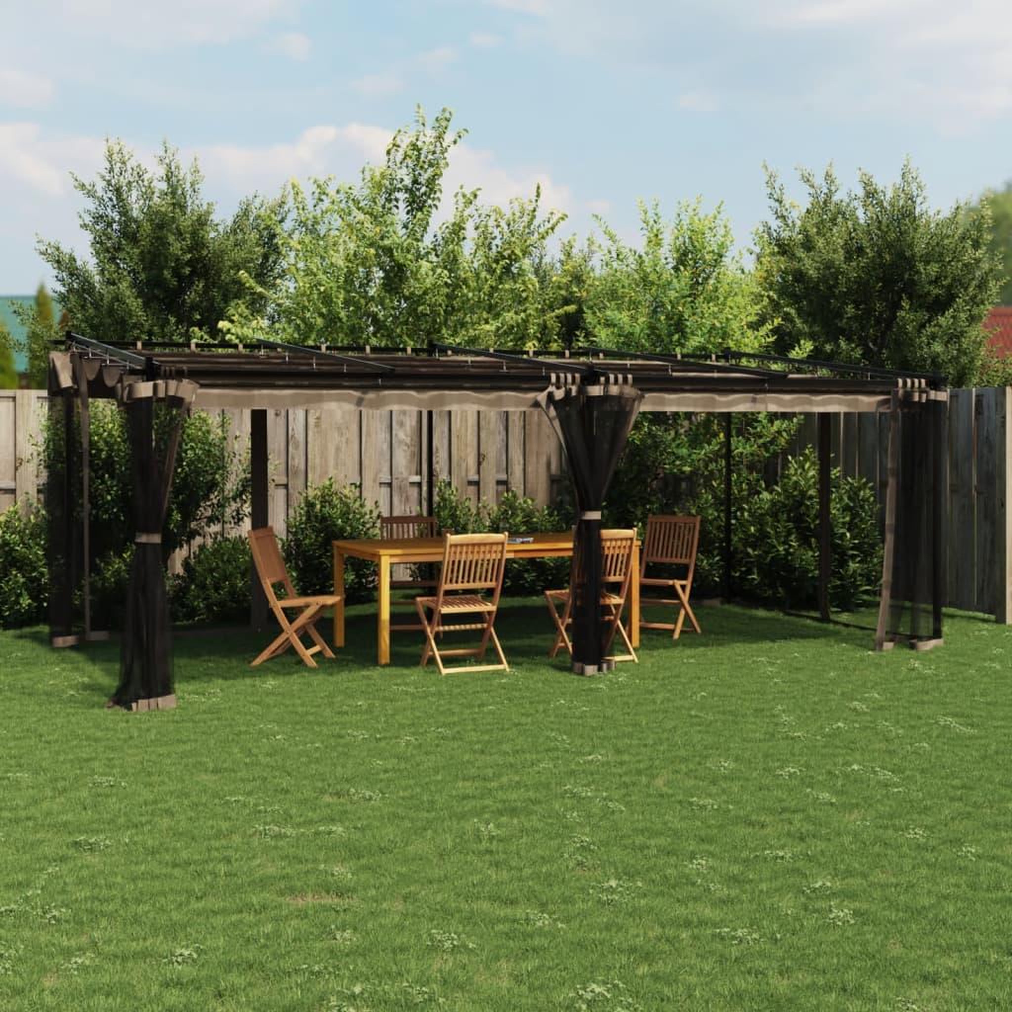 VIDAXL Tonnelle avec parois en filet taupe 6x3 m acier