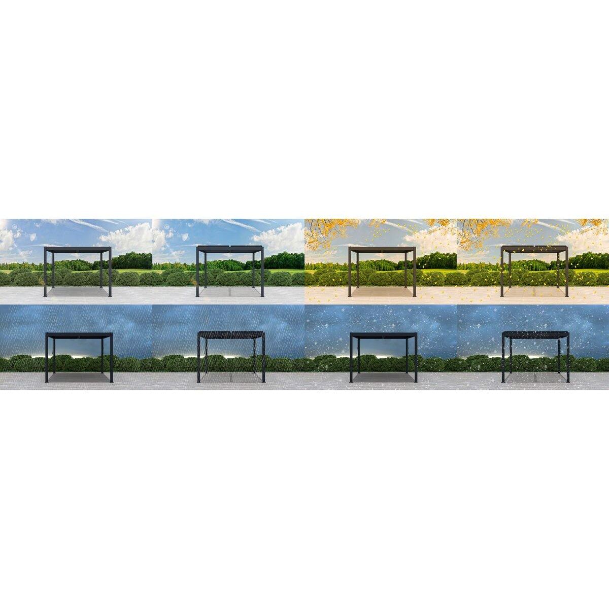 Habitat et Jardin Pergola bioclimatique en aluminium  Windsor  - 3 x 3 m - Anthracite