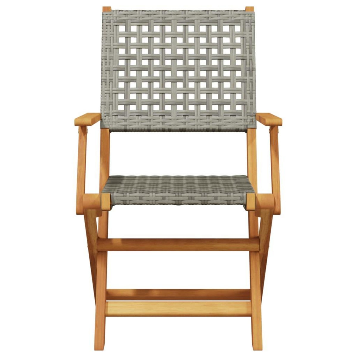 VIDAXL Chaises de jardin pliantes lot de 4 gris poly rotin bois massif