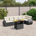VIDAXL Salon de jardin 7 pcs avec coussins noir resine tressee