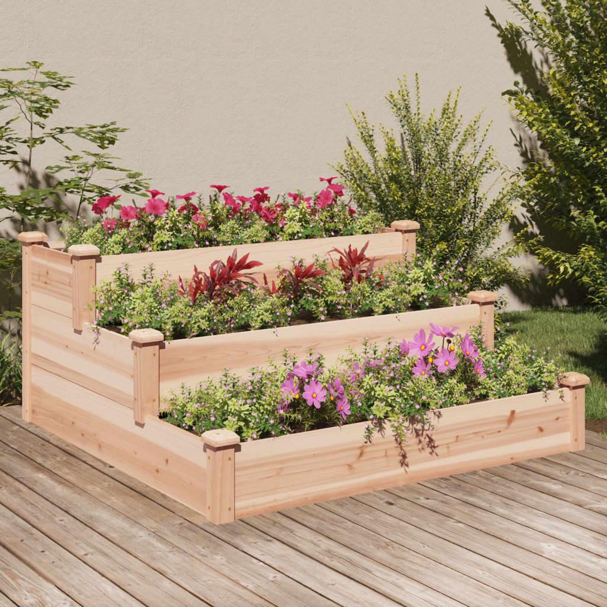 Voir la diapositive 1 : VIDAXL Lit sureleve de jardin 120x120x56 cm bois massif de sapin