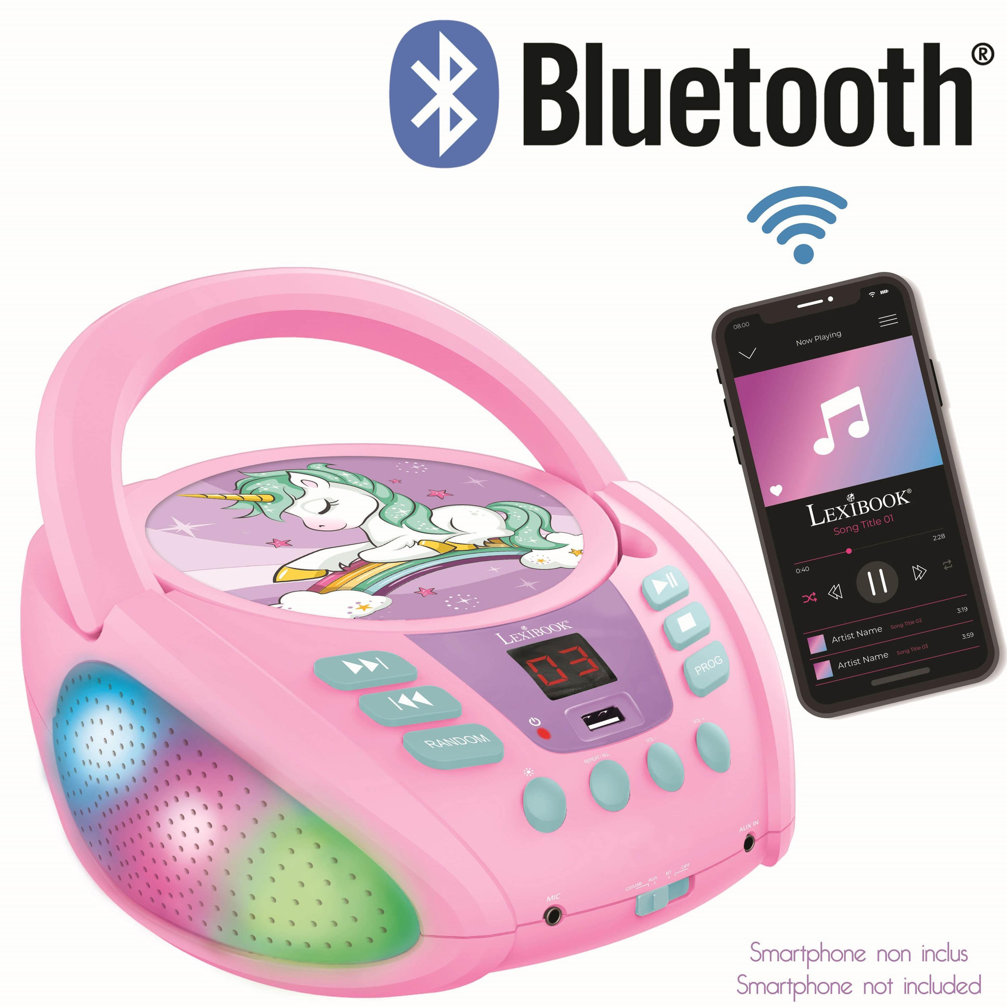 Voir la diapositive 5 : Lexibook Lecteur CD Portable Bluetooth Licorne