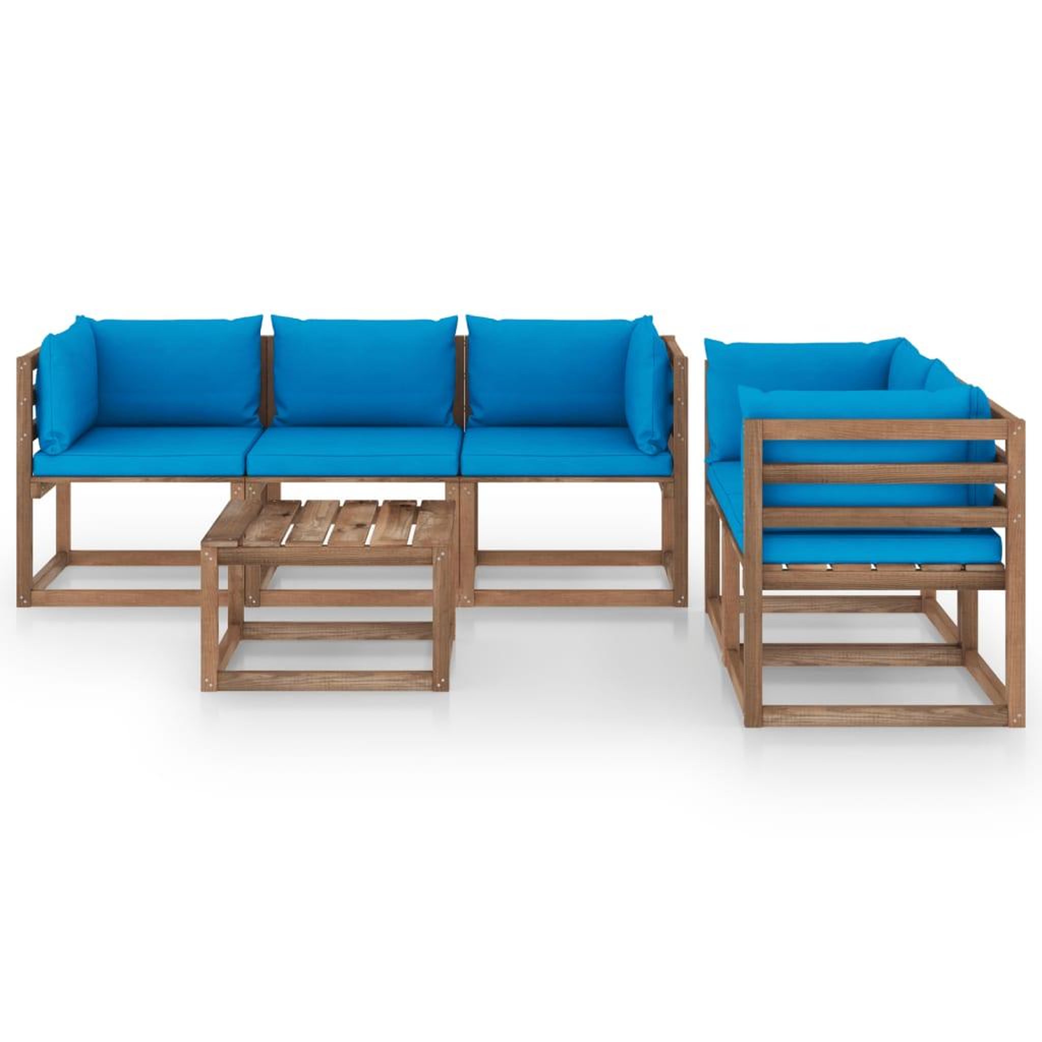 Voir la diapositive 2 : VIDAXL Salon de jardin 6 pcs avec coussins bleu clair