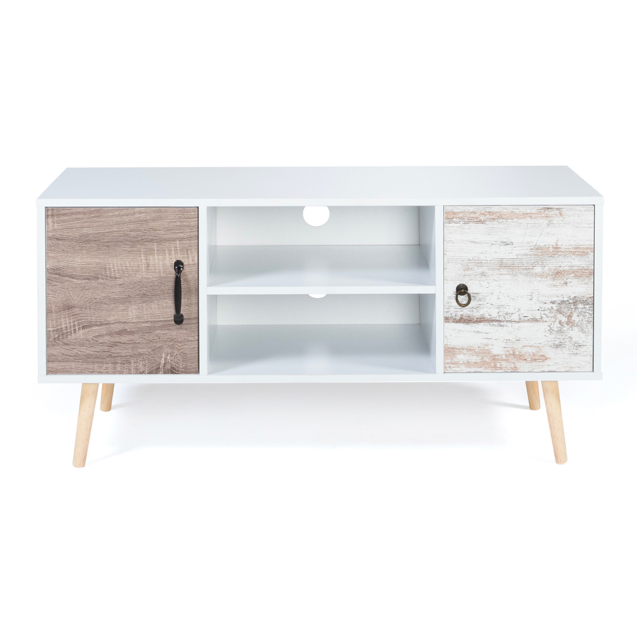 Voir la diapositive 3 : ID MARKET Meuble tv 113 cm scandinave bahia 2 portes