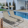 Voir la diapositive 2 : Habitat et Jardin Lot de 2 bains de soleil pliable  Lazy  - Avec pare soleil - Taupe