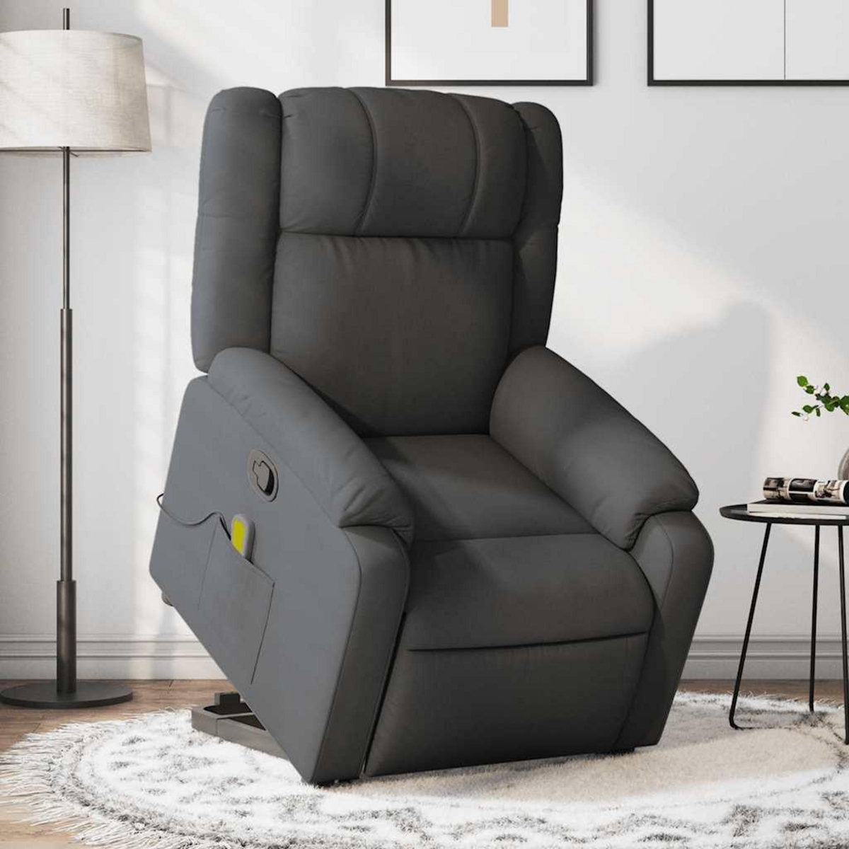 VIDAXL Fauteuil de massage inclinable Gris fonce Tissu