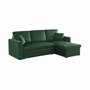 Voir la diapositive 1 : SWEEEK Canapé d'angle convertible en velours vert anglais 3 places. fauteuil d'angle réversible coffre rangement lit modulable