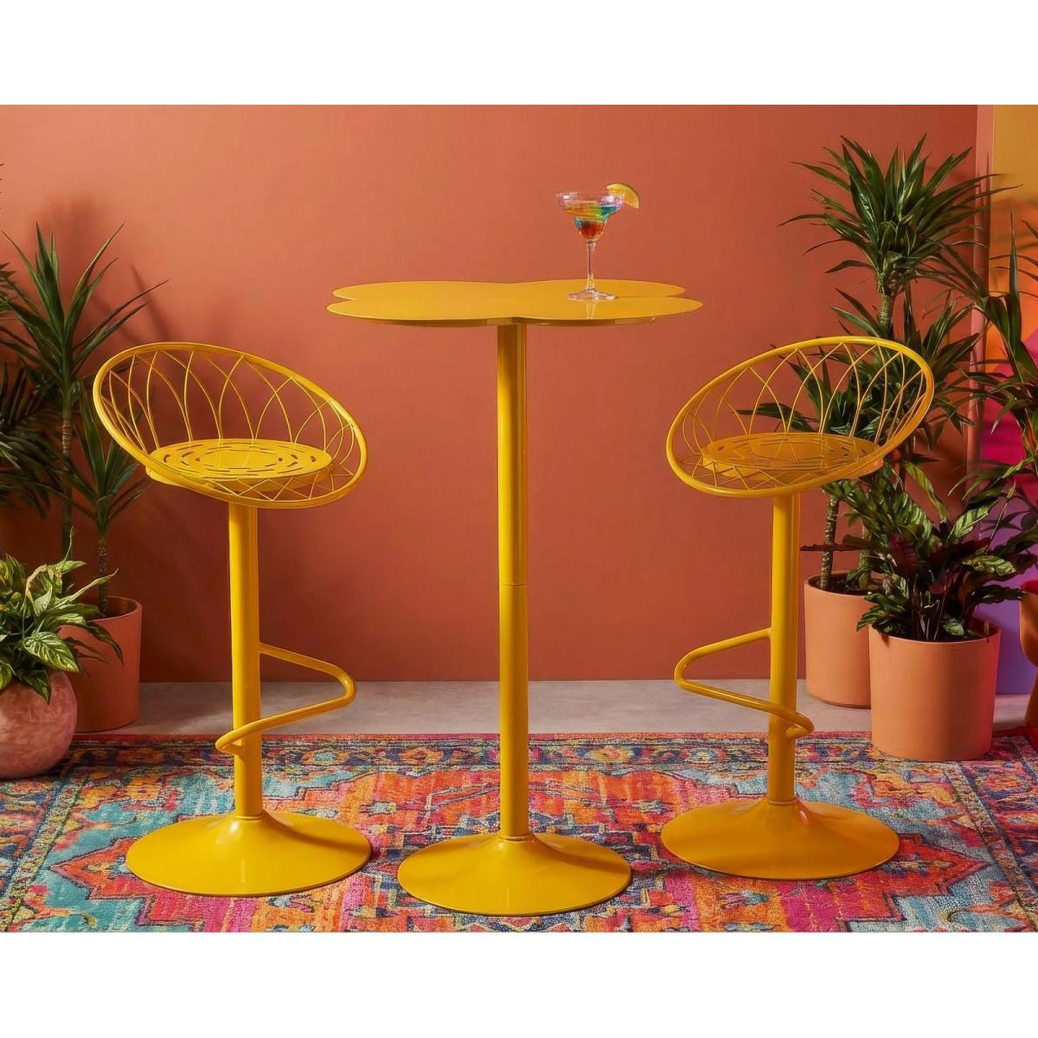 Voir la diapositive 5 : Paris Prix Table de bar en métal  clox  103cm moutarde