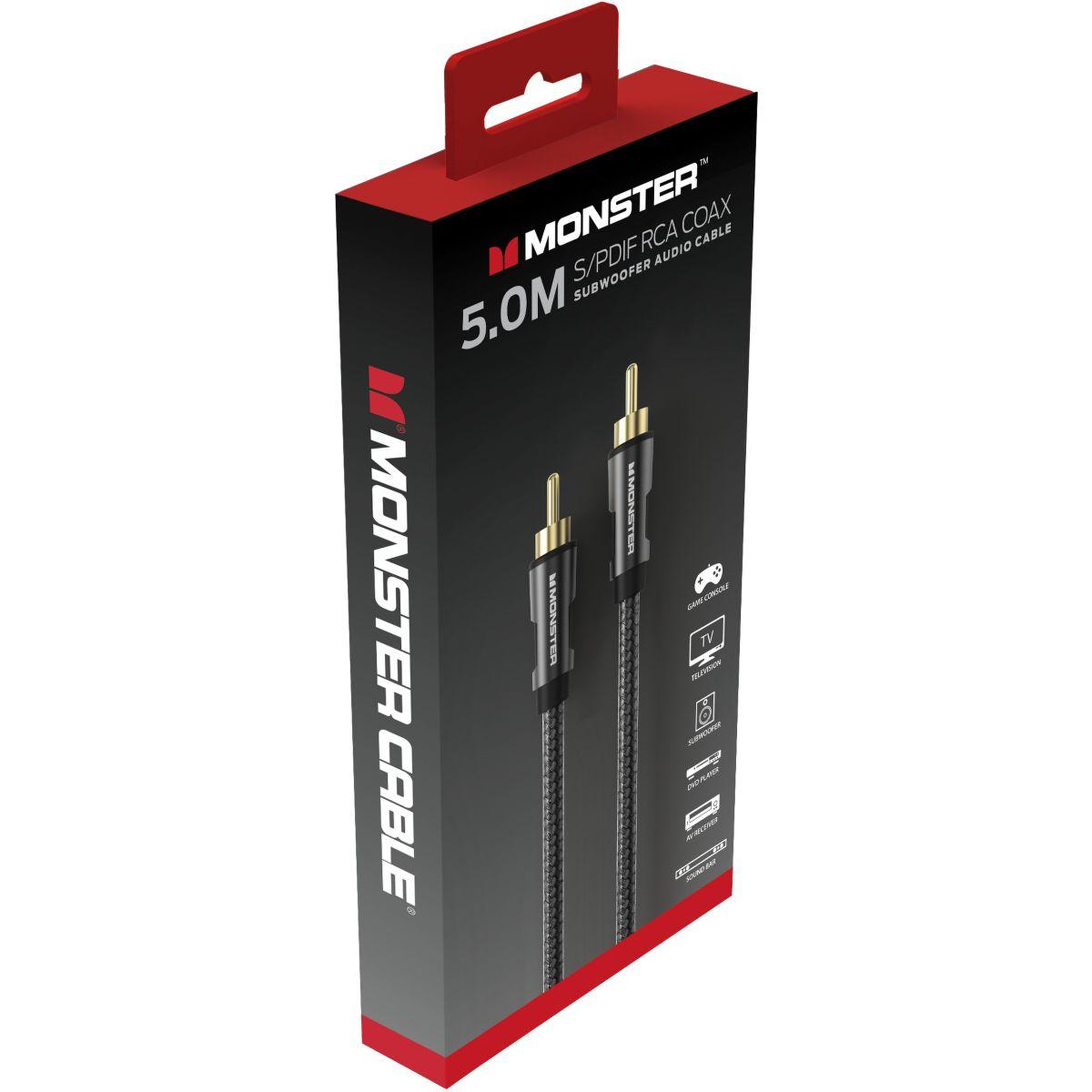 Voir la diapositive 3 : Monster Cable Câble RCA SUBWOOFER RCA M/M 5M