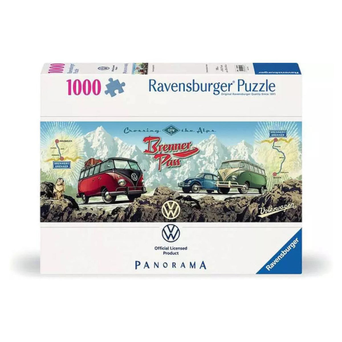 RAVENSBURGER puzzle 1000 pièces - à travers les Alpes en VW