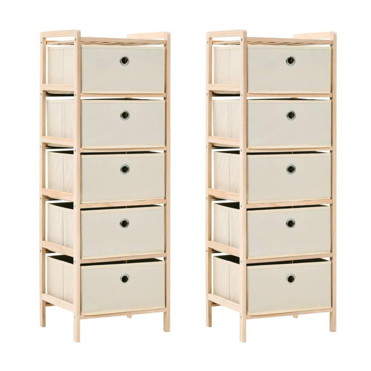 VIDAXL Etageres de rangement avec 5 paniers en tissu 2 pcs beige cedre